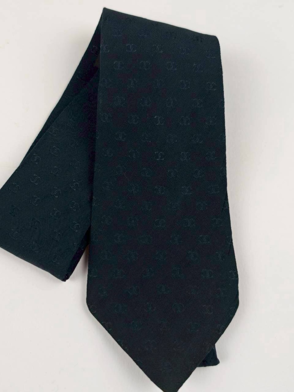 CHANEL Black Tonal CC Logo Men's Tie